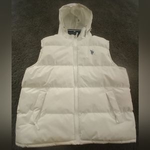 Men's U.S. Polo Assn. White Hoodie Puffer Vest 